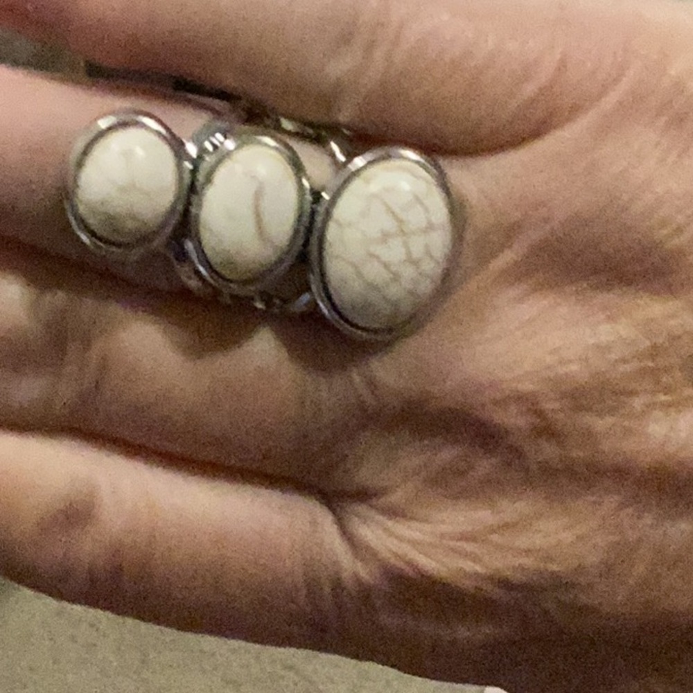 Bohemian Cream and Silver Multi-Stone Ring